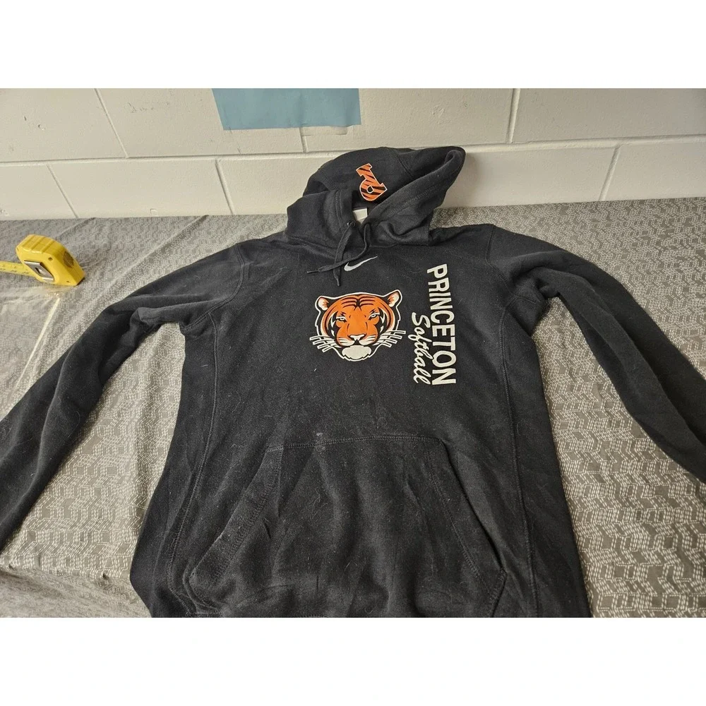 Vtg Nike Princeton Tigers‎ Sweatshirt Mens Small Black Center Swoosh Hoodie